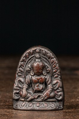 Lot 82 - SEATED STONEWARE JAMBHALA TIBET 18TH CENTURY