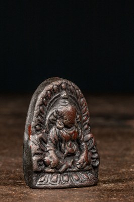 Lot 82 - SEATED STONEWARE JAMBHALA TIBET 18TH CENTURY