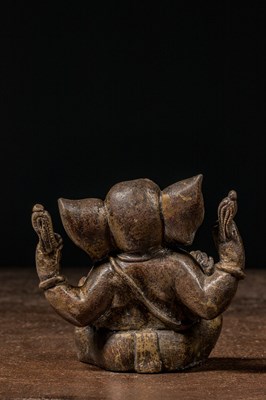 Lot 1 - SEATED BRONZE GANESHA NEPAL OR INDIA 18TH CENTURY