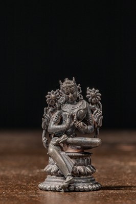 Lot 183 - SEATED SILVER TARA NEPAL 20TH CENTURY OR EARLIER