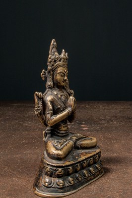 Lot 10 - BRONZE SHADAKSHARI LOKESHVARA TIBET 15TH CENTURY