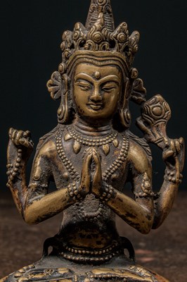 Lot 10 - BRONZE SHADAKSHARI LOKESHVARA TIBET 15TH CENTURY