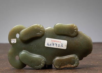 Lot 12 - (R) A CARVED JADE FIGURE OF A MYTHICAL BEAST CHINA SONG DNYASTY (960-1279)