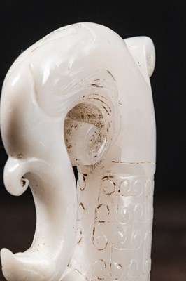 Lot 95 - (R) WHITE JADE IN RHYTON SHAPE CHINA 18TH CENTURY