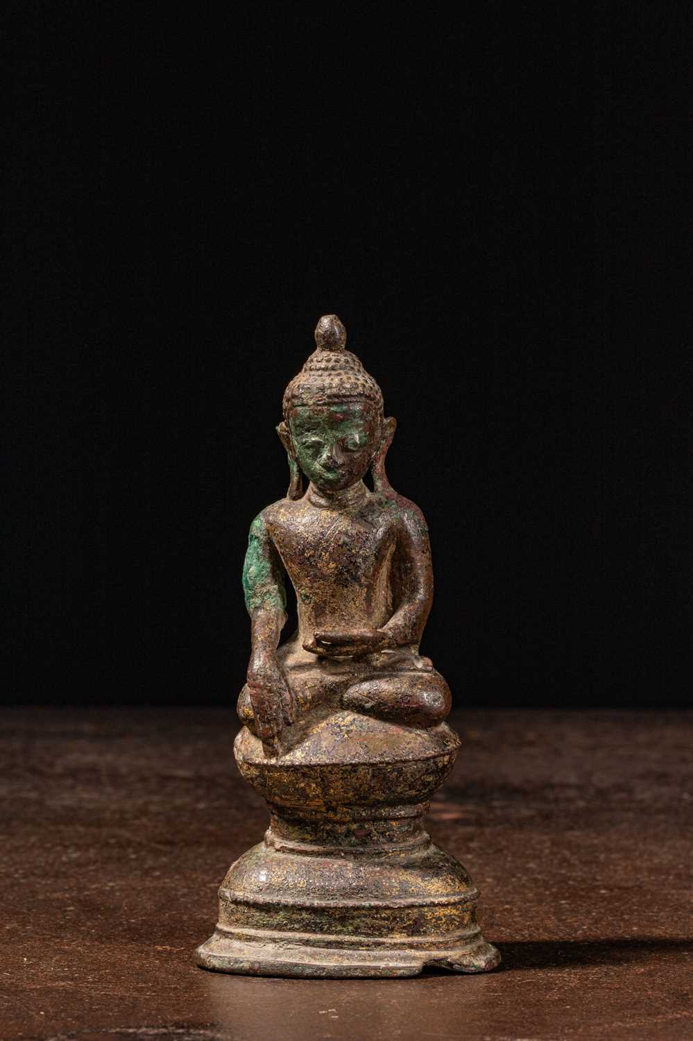 Lot 22 - (R) SEATED BRONZE BUDDHA BIRMA 17TH CENTURY
