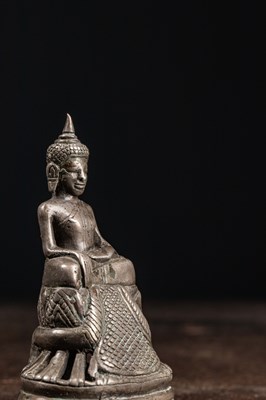 Lot 69 - (R) A SEATED SILVER ALLOY BRONZE BUDDHA BURMA 18TH CENTURY