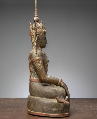 Lot 15 - (R) A SEATED BRONZE CROWNED BUDDHA THAILAND RATTANAKOSIN 1850'S