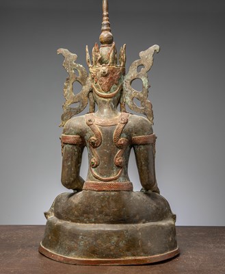 Lot 15 - (R) A SEATED BRONZE CROWNED BUDDHA THAILAND RATTANAKOSIN 1850'S
