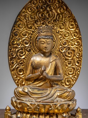 Lot 7 - (R) BUDDHA VAIROCANA WOOD GILT JAPAN LATE EDO-PERIOD 1780 - 1820'S