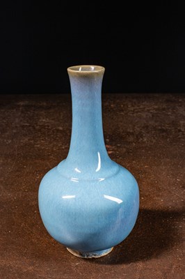 Lot 81 - (R) BALUSTER VASE MONOCHROME LIGHT BLUE GLAZE QING-DYNASTY CHINA