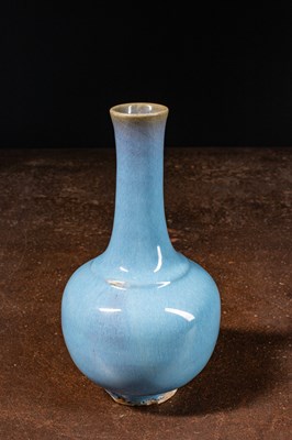 Lot 81 - (R) BALUSTER VASE MONOCHROME LIGHT BLUE GLAZE QING-DYNASTY CHINA