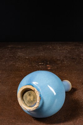 Lot 81 - (R) BALUSTER VASE MONOCHROME LIGHT BLUE GLAZE QING-DYNASTY CHINA