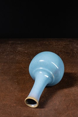Lot 81 - (R) BALUSTER VASE MONOCHROME LIGHT BLUE GLAZE QING-DYNASTY CHINA