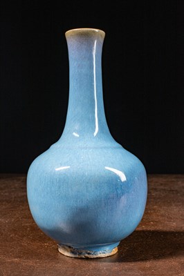 Lot 81 - (R) BALUSTER VASE MONOCHROME LIGHT BLUE GLAZE QING-DYNASTY CHINA