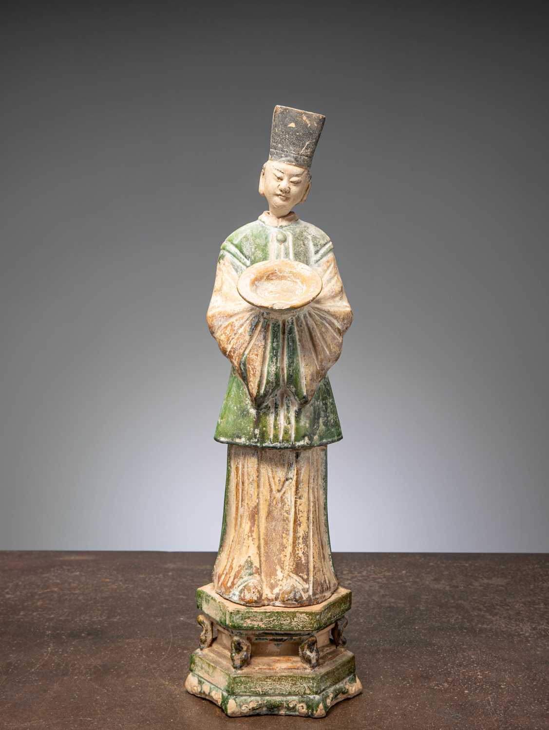 Lot 16 - (R) A CHINESE TERRACOTTA DIGNITARIE, MING DYNASTY, 15TH CENTURY