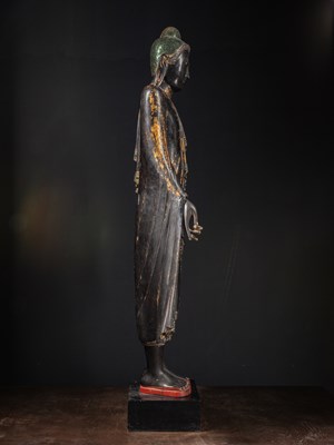 Lot 38 - (R) A LARGE STANDING MANDALAY BUDDHA AS COSMIC HEALER (BHAIṢAJYAGURU) BIRMA 19TH CENTURY