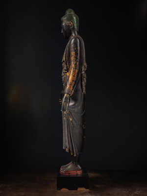 Lot 38 - (R) A LARGE STANDING MANDALAY BUDDHA AS COSMIC HEALER (BHAIṢAJYAGURU) BIRMA 19TH CENTURY