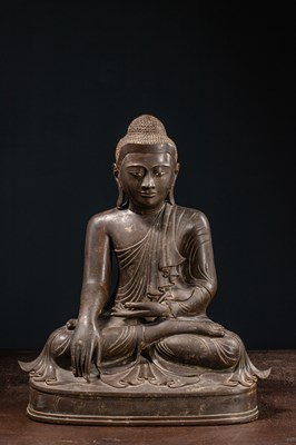 Lot 62 - (R) A BRONZE SEATED MANDALAY BUDDHA , BIRMA 19TH CENTURY