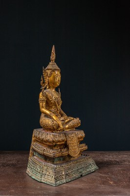 Lot 11 - (R) SEATED BRONZE GILT BUDDHA, THAILAND RATANAKOSIN 1850'S