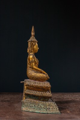 Lot 11 - (R) SEATED BRONZE GILT BUDDHA, THAILAND RATANAKOSIN 1850'S