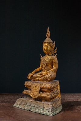 Lot 11 - (R) SEATED BRONZE GILT BUDDHA, THAILAND RATANAKOSIN 1850'S