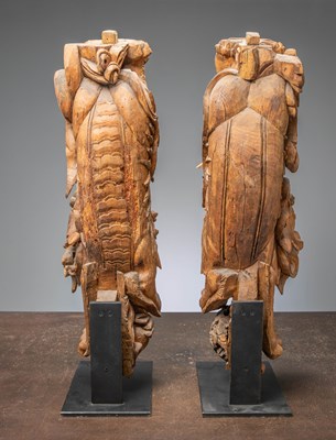 Lot 12 - (R) A LARGE PAIR OF CHINESE FO-DOGS 18TH CENTURY IRON WOOD