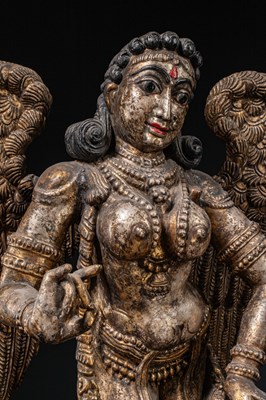 Lot 57 - (R) A LARGE CARVED AND GILT WOOD FIGURE OF AN ANGEL WEST-INDIA GOA ABOUT 1850'S