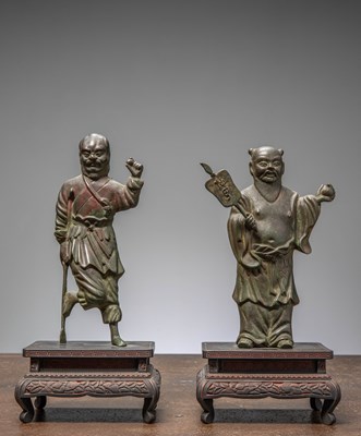 Lot 200 - (R) TWO CHINES BRONZE LOHAN, CHINA, MING DYNASTY, 16TH CENTURY