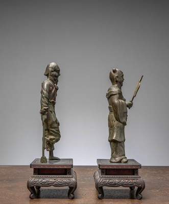 Lot 91 - (R) TWO CHINES BRONZE LOHAN MING DYNASTY 16TH CENTURY
