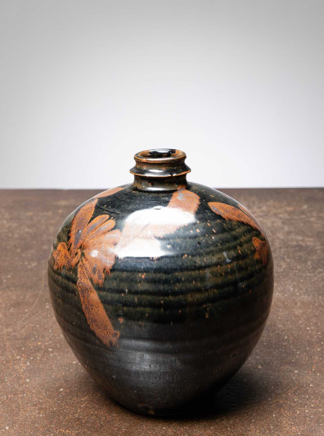 Lot 96 - (R) A HENAN BLACK-GLAZED VASE WITH SPLASH DECORATION, CHINA , EARLY MING DYNASTY