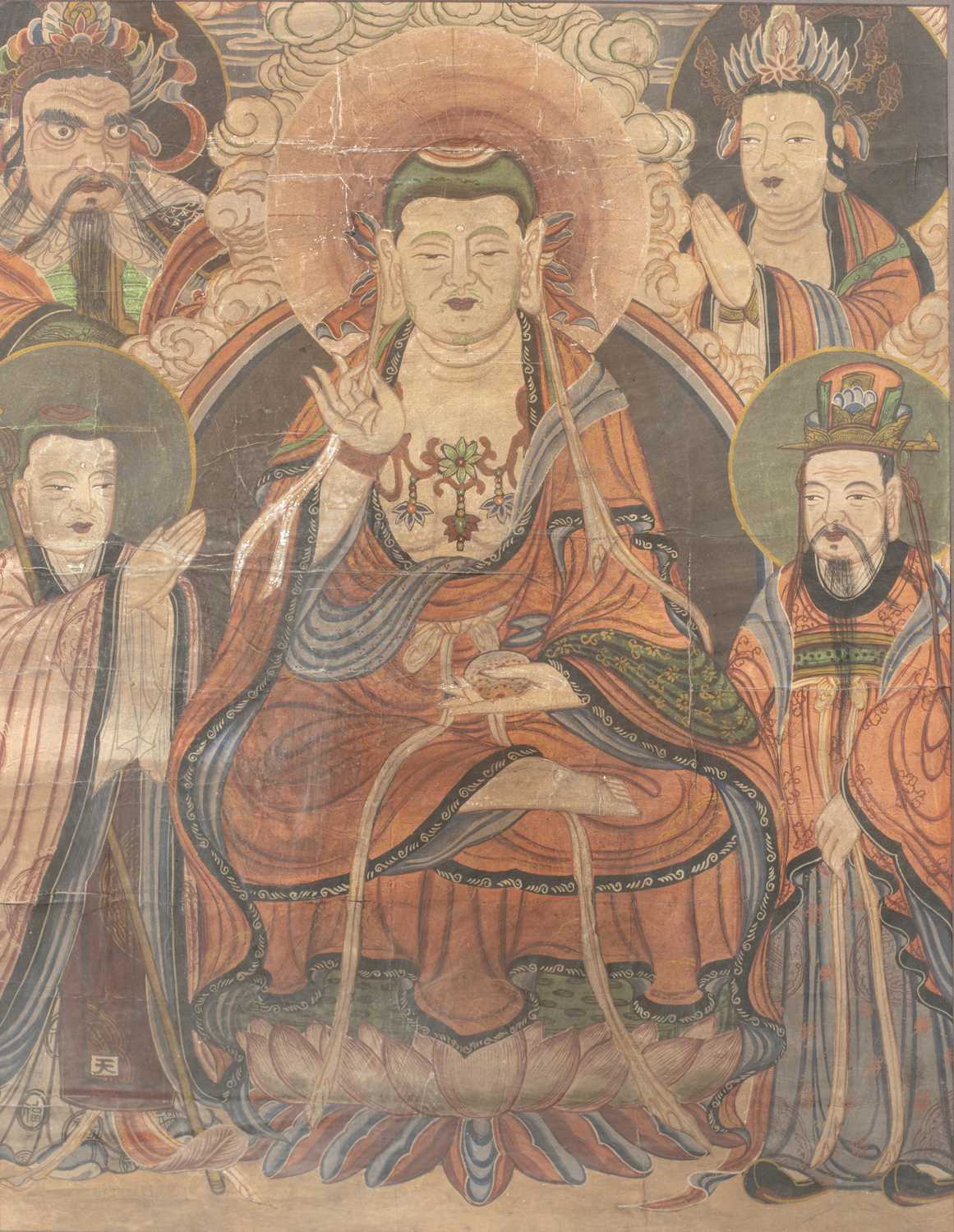 Lot 39 - (R) A LARGE PAINTING WITH COLOURS ON PAPER , KOREA CHOSON PERIOD 18TH / 19TH CENTURY