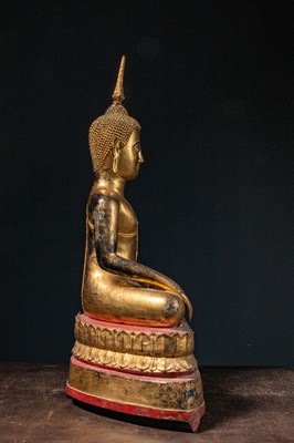 Lot 43 - (R) SEATED COLD GILT BRONZE BUDDHA THAILAND 19TH CENTURY