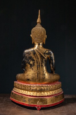 Lot 43 - (R) SEATED COLD GILT BRONZE BUDDHA THAILAND 19TH CENTURY