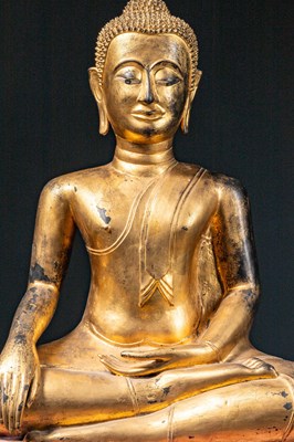 Lot 43 - (R) SEATED COLD GILT BRONZE BUDDHA THAILAND 19TH CENTURY