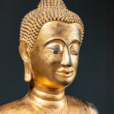 Lot 43 - (R) SEATED COLD GILT BRONZE BUDDHA THAILAND 19TH CENTURY