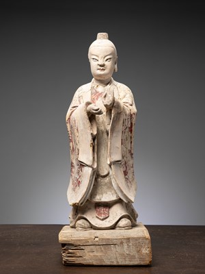 Lot 129 - (R) A LARGE STANDING STUCCO DIGNITY, CHINA, TANG DYNASTY, 8TH TO 10TH CENTURY