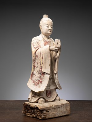 Lot 14 - (R) LARGE STANDING STUCCO DIGNITY TANG DYNASTY 8TH TO 10TH CENTURY
