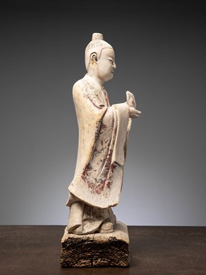 Lot 14 - (R) LARGE STANDING STUCCO DIGNITY TANG DYNASTY 8TH TO 10TH CENTURY