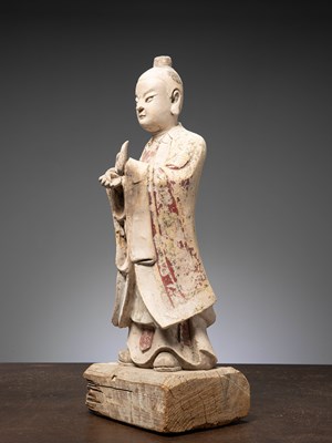 Lot 14 - (R) LARGE STANDING STUCCO DIGNITY TANG DYNASTY 8TH TO 10TH CENTURY