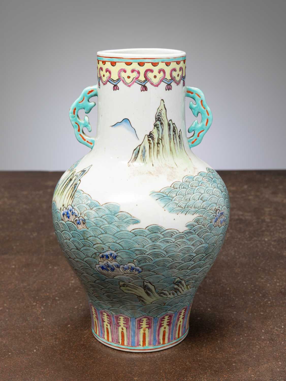 Lot 74 - (R) A FAMILLE ROSE VASE WITH FIGURAL SCENE CHINA QING DYNASTY 19TH CENTURY