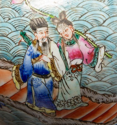 Lot 74 - (R) A FAMILLE ROSE VASE WITH FIGURAL SCENE CHINA QING DYNASTY 19TH CENTURY