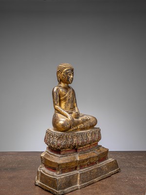 Lot 71 - (R) SEATED BRONZE BUDDHA WITH GOLD THAILAND RATTANAKOSIN 1850'S