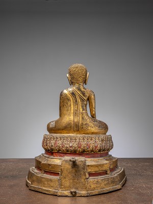Lot 71 - (R) SEATED BRONZE BUDDHA WITH GOLD THAILAND RATTANAKOSIN 1850'S