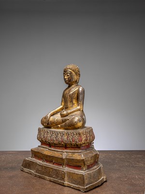 Lot 71 - (R) SEATED BRONZE BUDDHA WITH GOLD THAILAND RATTANAKOSIN 1850'S