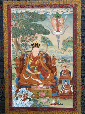 Lot 262 - A THANGKA OF THE 14TH KARMAPA, THEGCHOG DORJE, BY JIGME TAMANG MUGUM, NEPAL 2022