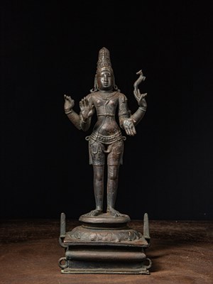 Lot 264 - STANDING SHIVA CHANDRASEKHARA BRONZE NEPAL 12TH TO 13TH CENTURY