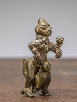 Lot 376 - A KARTIKEYA BRONZE, INDIA, 18TH CENTURY WITH SILVER