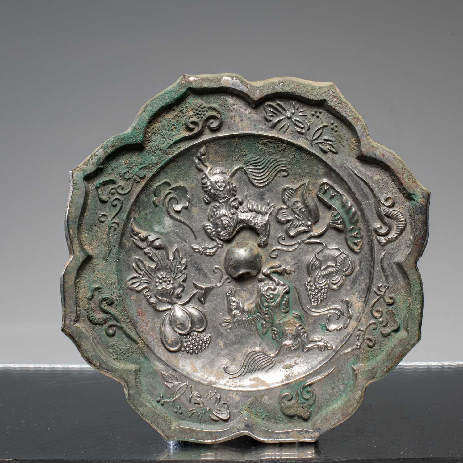 Lot 93 - MIRROR DEPICTING FLOWERS