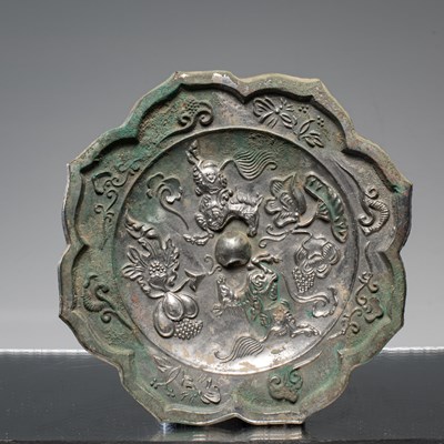 Lot 93 - MIRROR DEPICTING FLOWERS