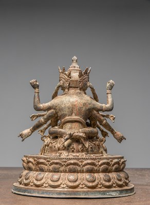 Lot 93 - A TANTRIC BRONZE OF GUHYASAMAJA, CHINA 18TH TO 19TH CENTURY